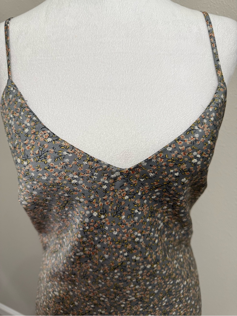 NEW! Audrey3+1 Floral Slate Gray Spaghetti Strap Dress